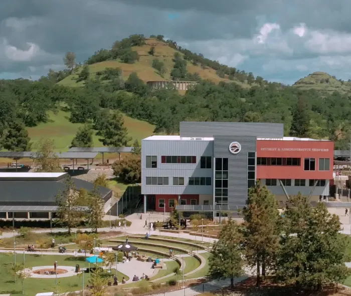 Butte College Campus main campus aerial shot of sas building