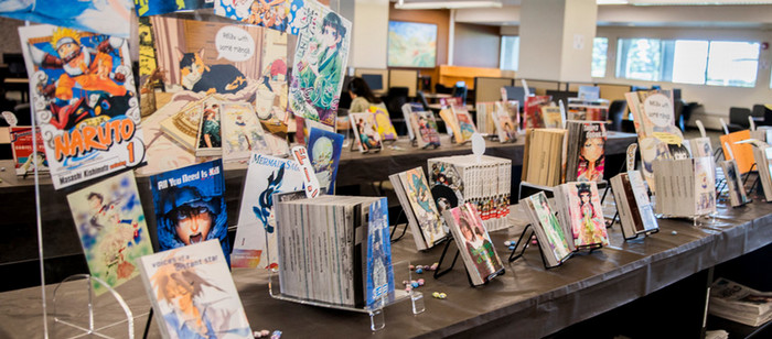 book displays in the library
