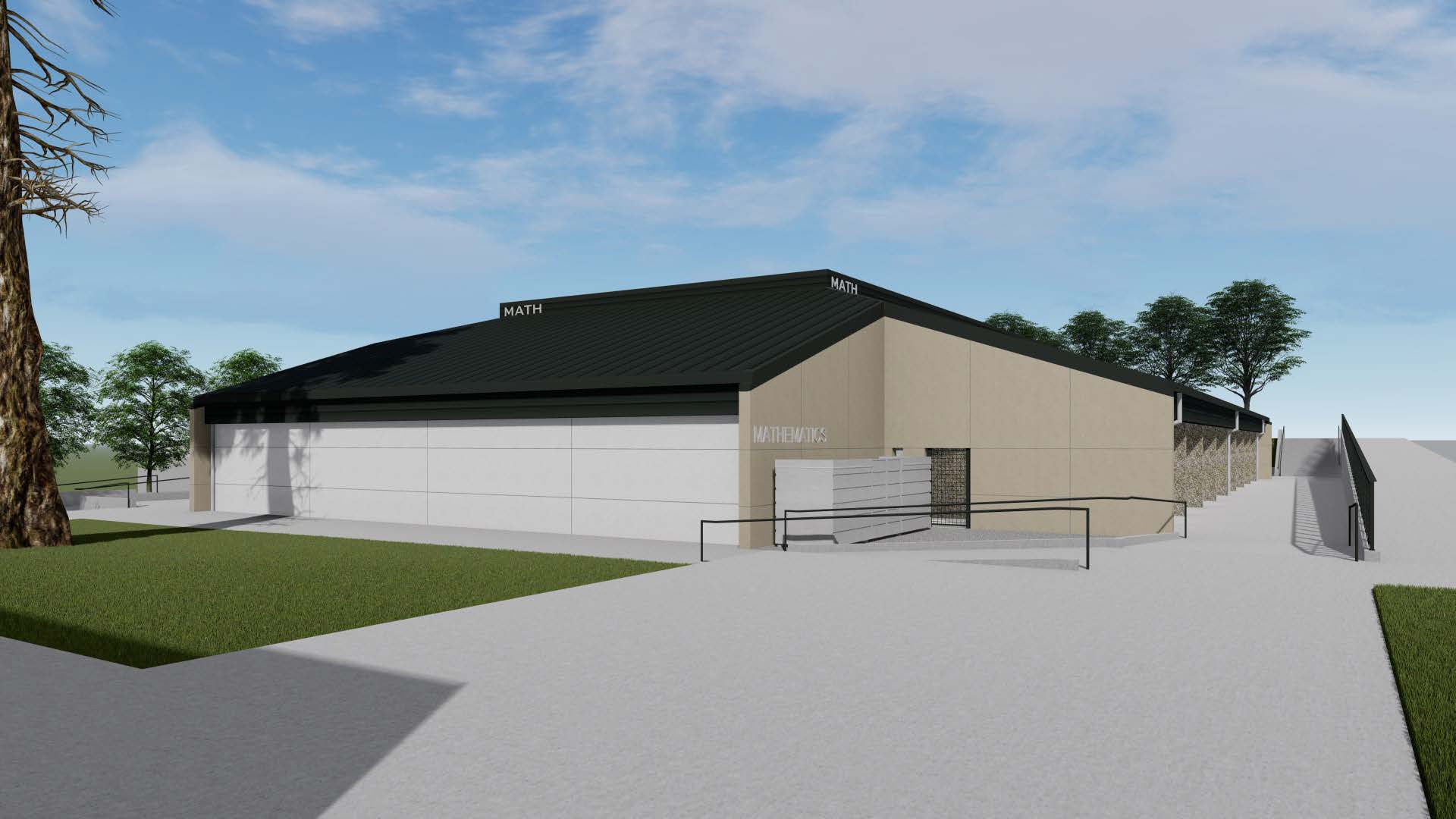 Image of an artists rendering of the new Math building at Butte College