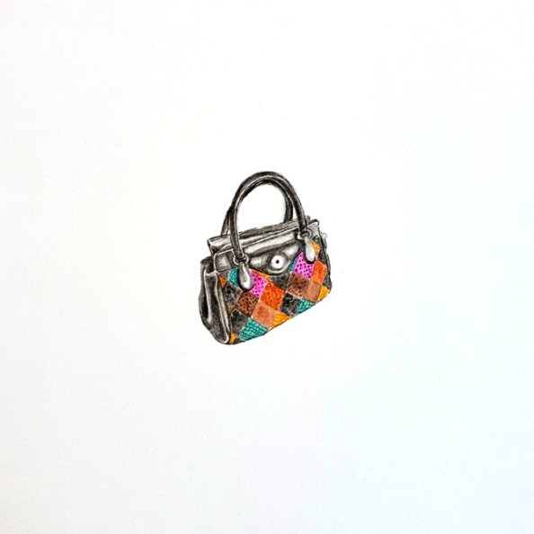 painting of a purse on a white background