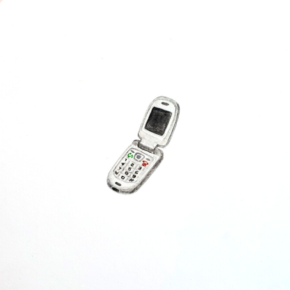 painting of a flip celphone on a white background