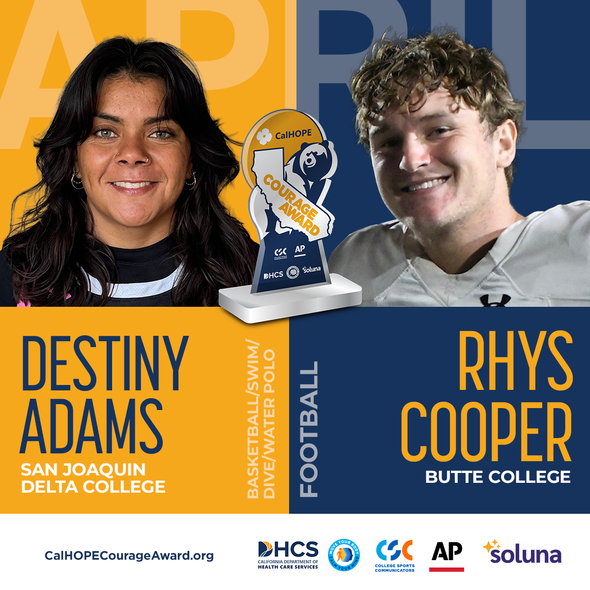 A graphic showing the two CalHOPE winners side by side.