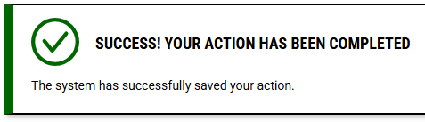 Success! Your Action Has Been Completed message.