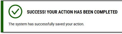 Success! Your action has been completed message
